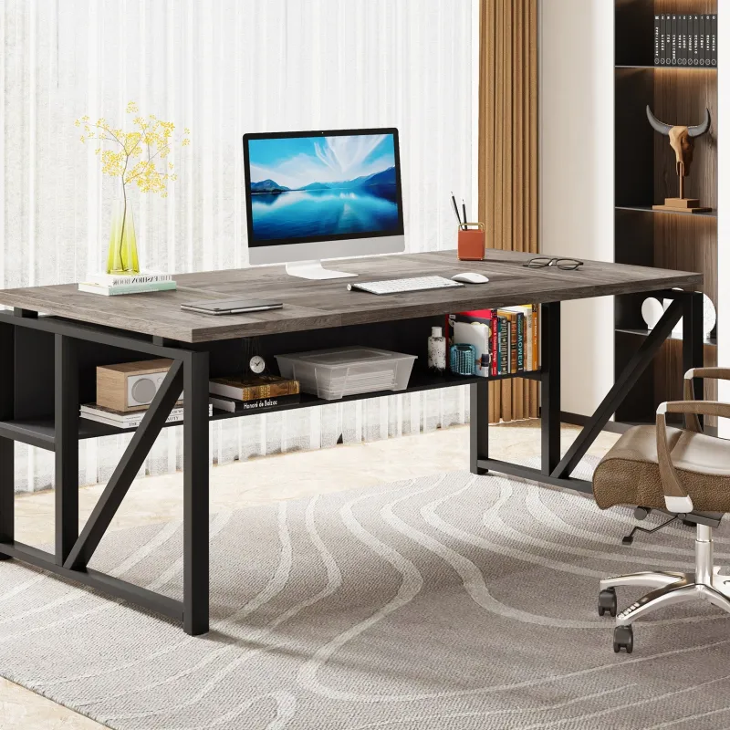 Tribesigns Desks*55" /63" Computer Desk Writing Table with Bottom Storage Shelf