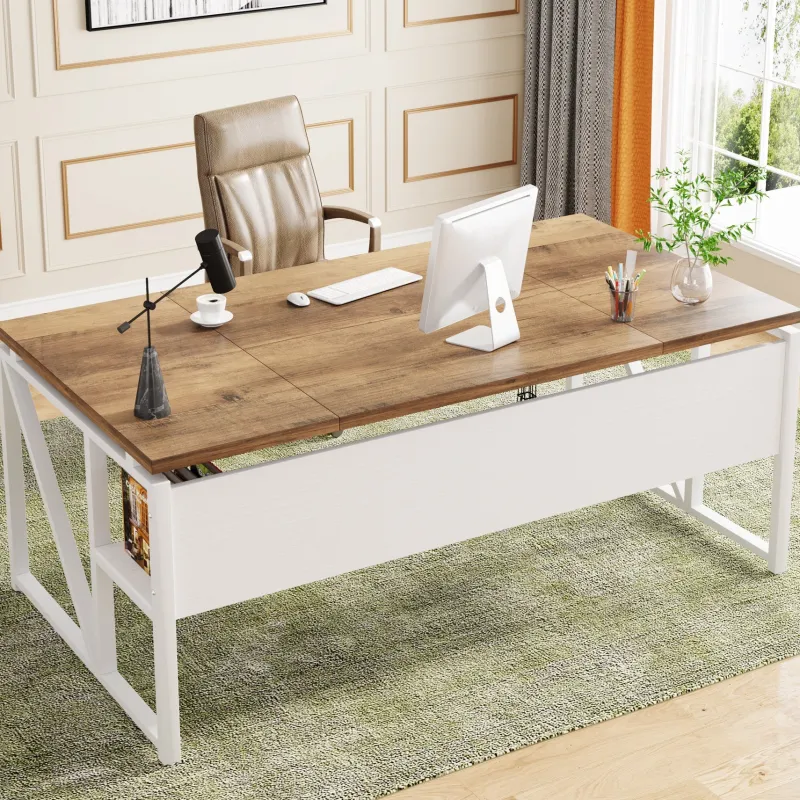 Tribesigns Desks*55" /63" Computer Desk Writing Table with Bottom Storage Shelf