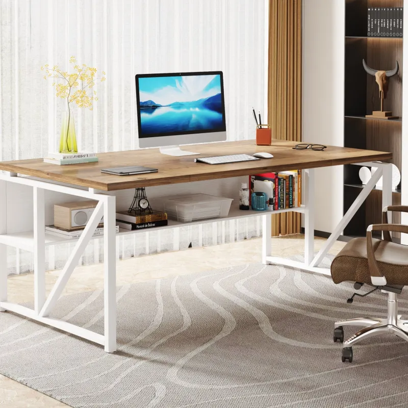 Tribesigns Desks*55" /63" Computer Desk Writing Table with Bottom Storage Shelf