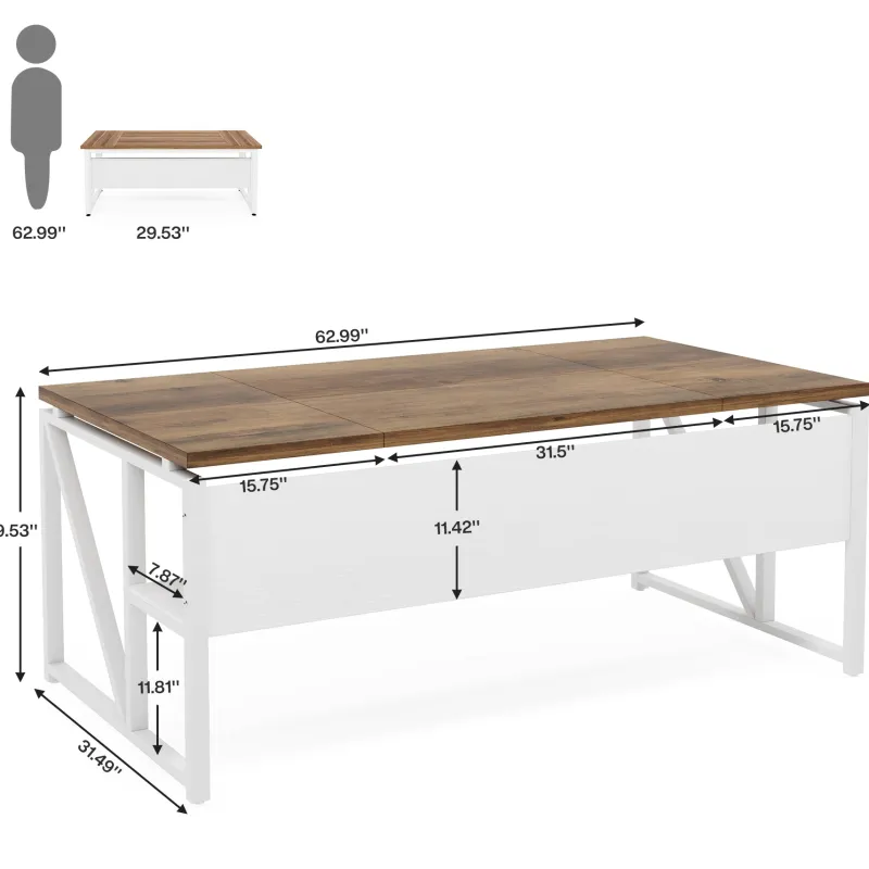 Tribesigns Desks*55" /63" Computer Desk Writing Table with Bottom Storage Shelf