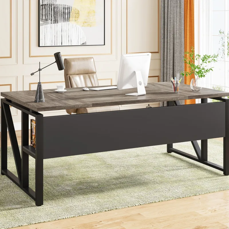 Tribesigns Desks*55" /63" Computer Desk Writing Table with Bottom Storage Shelf