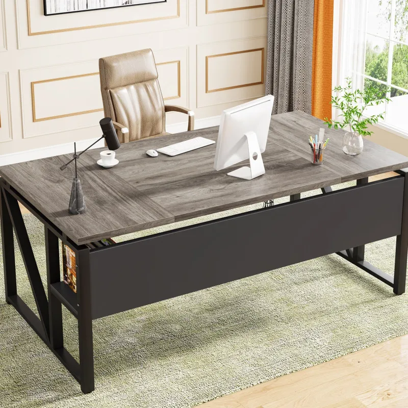 Tribesigns Desks*55" /63" Computer Desk Writing Table with Bottom Storage Shelf