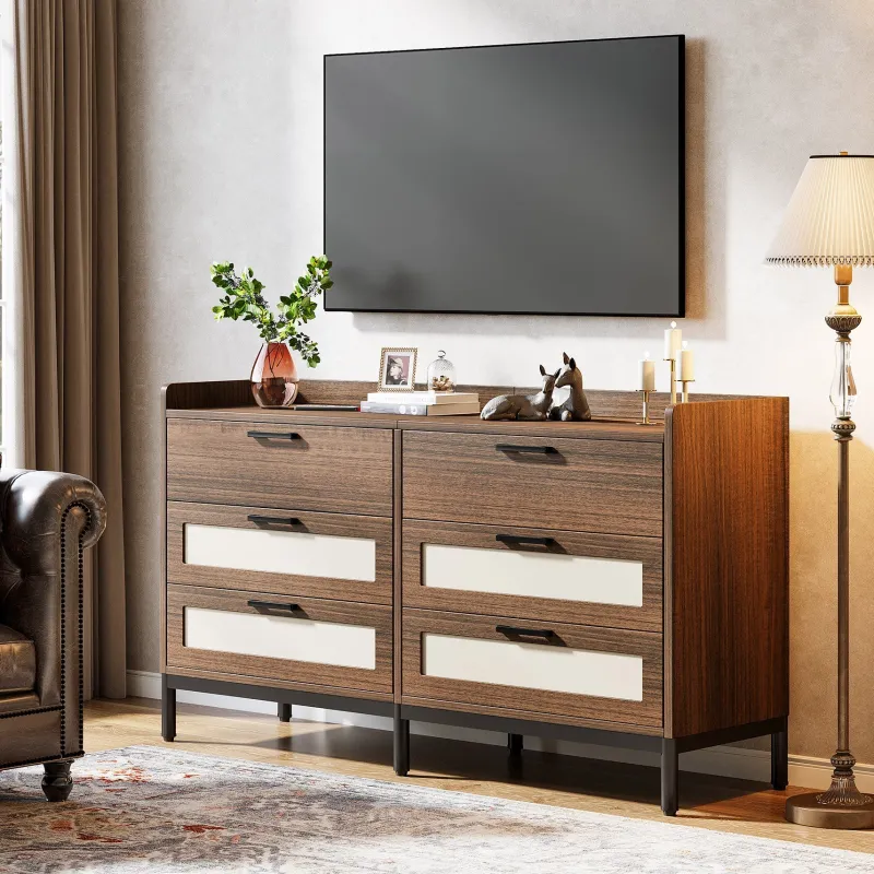 Tribesigns Chests Of Drawers*6 - Drawer Dresser, 55" Rustic Chest of Drawers Dresser Organizer