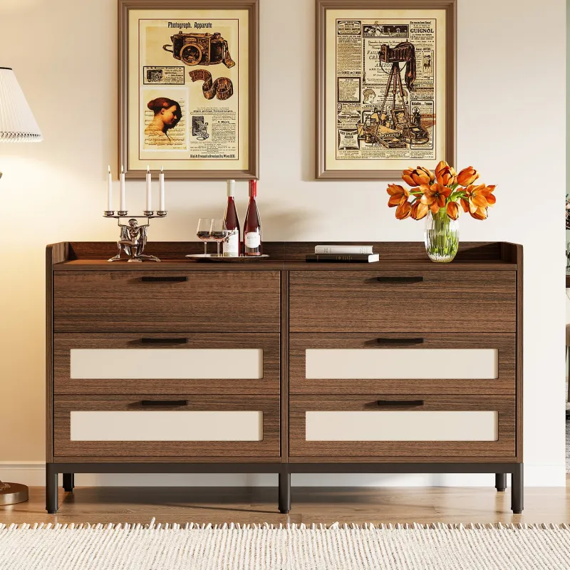 Tribesigns Chests Of Drawers*6 - Drawer Dresser, 55" Rustic Chest of Drawers Dresser Organizer
