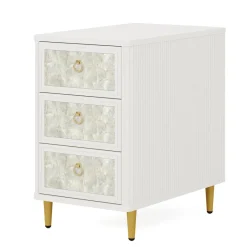 Tribesigns End & Side Tables*3 - Drawer End Table, Modern Side Table With Shell - Decorated