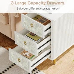 Tribesigns End & Side Tables*3 - Drawer End Table, Modern Side Table With Shell - Decorated