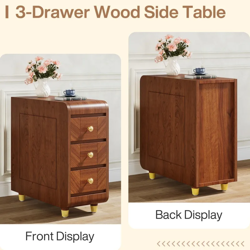 Tribesigns End & Side Tables*3 - Drawer End Table, Small Classic Sofa Side table Bedside Table