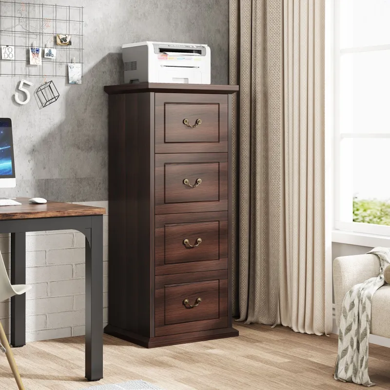 Tribesigns File Cabinets|File Cabinets*4 - Drawer File Cabinet, Vertical Wood Filing Cabinet with Lock