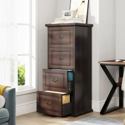 Tribesigns File Cabinets|File Cabinets*4 - Drawer File Cabinet, Vertical Wood Filing Cabinet with Lock