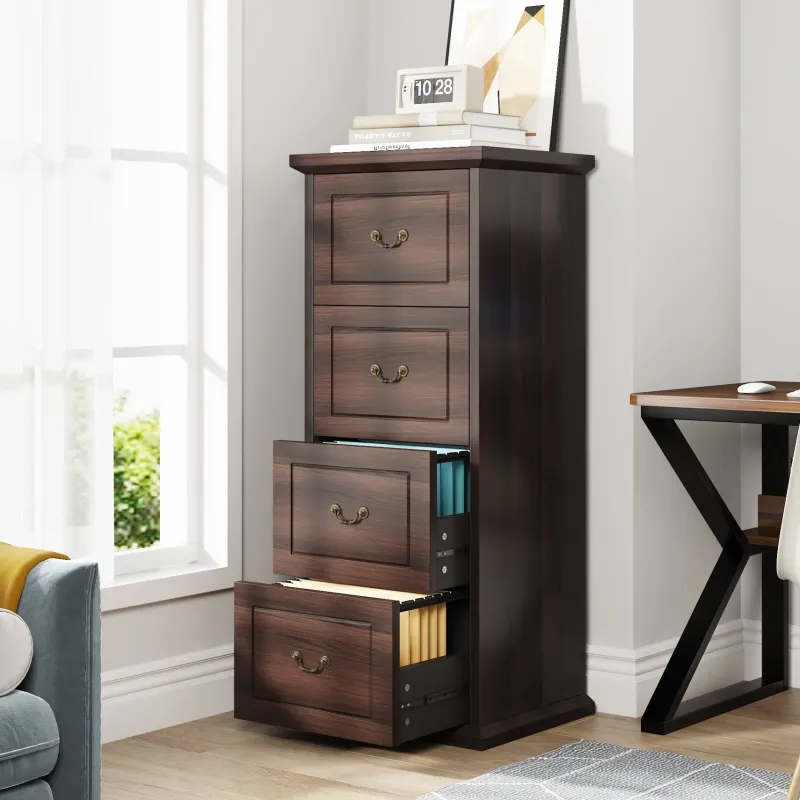 Tribesigns File Cabinets|File Cabinets*4 - Drawer File Cabinet, Vertical Wood Filing Cabinet with Lock