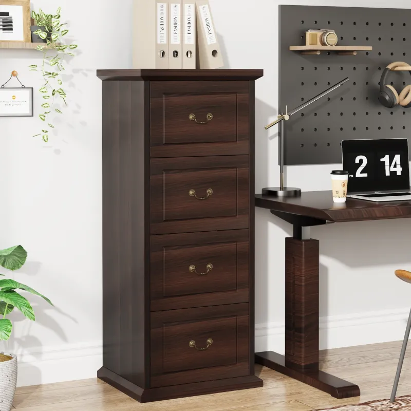 Tribesigns File Cabinets|File Cabinets*4 - Drawer File Cabinet, Vertical Wood Filing Cabinet with Lock
