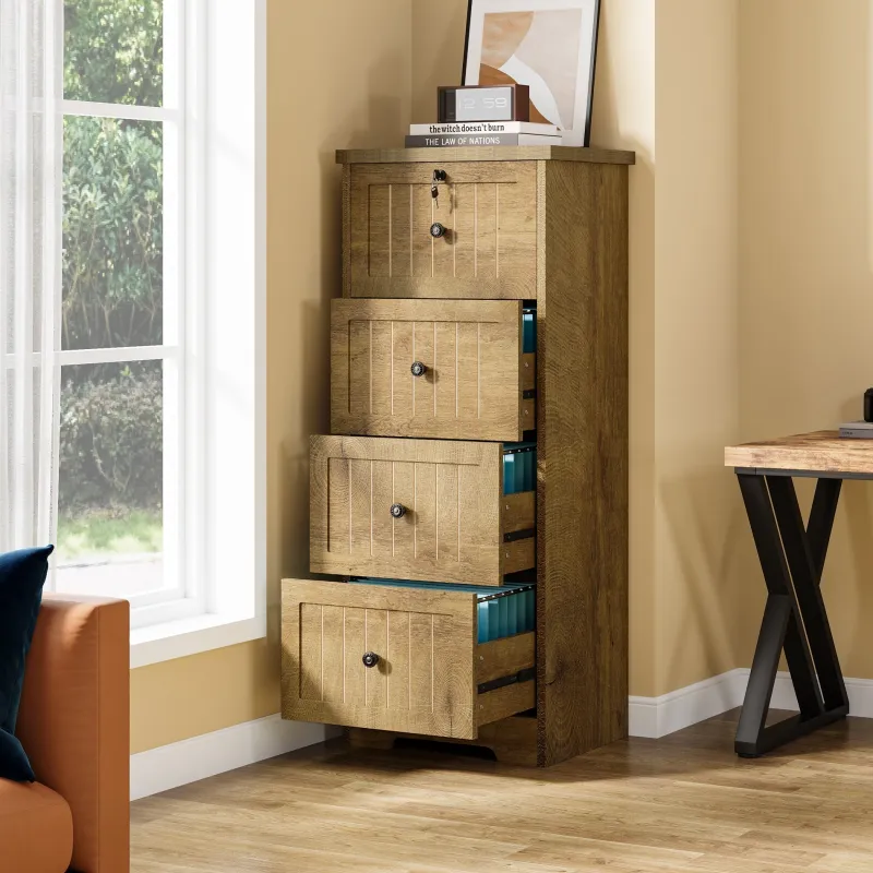 Tribesigns File Cabinets|File Cabinets*4 - Drawer File Cabinet, Vintage Vertical Filing Cabinet