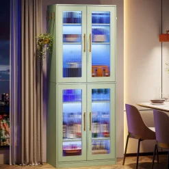 Tribesigns Bookcases & Bookshelves|Bookcases & Bookshelves*67 - inch Bookcase, 8 - Tier Bookshelf with Acrylic Doors and LED Light