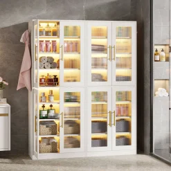 Tribesigns Bookcases & Bookshelves|Bookcases & Bookshelves*67 - inch Bookcase, 8 - Tier Bookshelf with Acrylic Doors and LED Light