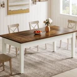 Tribesigns Dining Tables*62 - Inch Dining Table, Farmhouse Rectangular Kitchen Table for 4 - 6