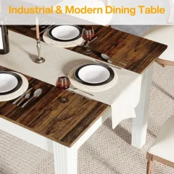 Tribesigns Dining Tables*62 - Inch Dining Table, Farmhouse Rectangular Kitchen Table for 4 - 6