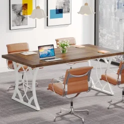 Tribesigns Desks*63 - Inch Executive Desk, Industrial Computer Desk with Wooden Tabletop