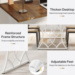 Tribesigns Desks*63 - Inch Executive Desk, Industrial Computer Desk with Wooden Tabletop