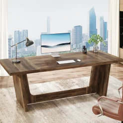 Tribesigns Desks*70.8 - Inch Executive Desk, Wood Study Computer Desk Writing Table