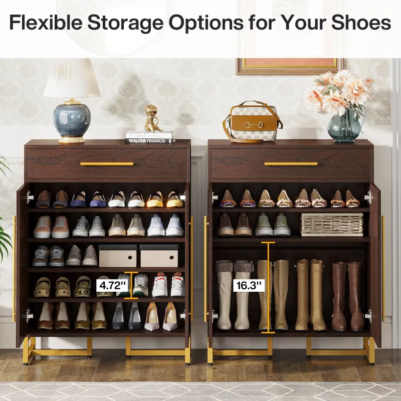 Tribesigns Shoe Racks & Cabinets|Shoe Racks & Cabinets*20 - Pair Shoe Cabinet Organizer with Drawer & Adjustable Shelves