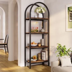 Tribesigns Corner Shelves|Corner Shelves*4 - Tier / 5 - Tier Bookshelf, Arched Bookcase Display Rack with Storage Shelves