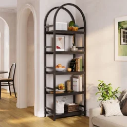 Tribesigns Corner Shelves|Corner Shelves*4 - Tier / 5 - Tier Bookshelf, Arched Bookcase Display Rack with Storage Shelves