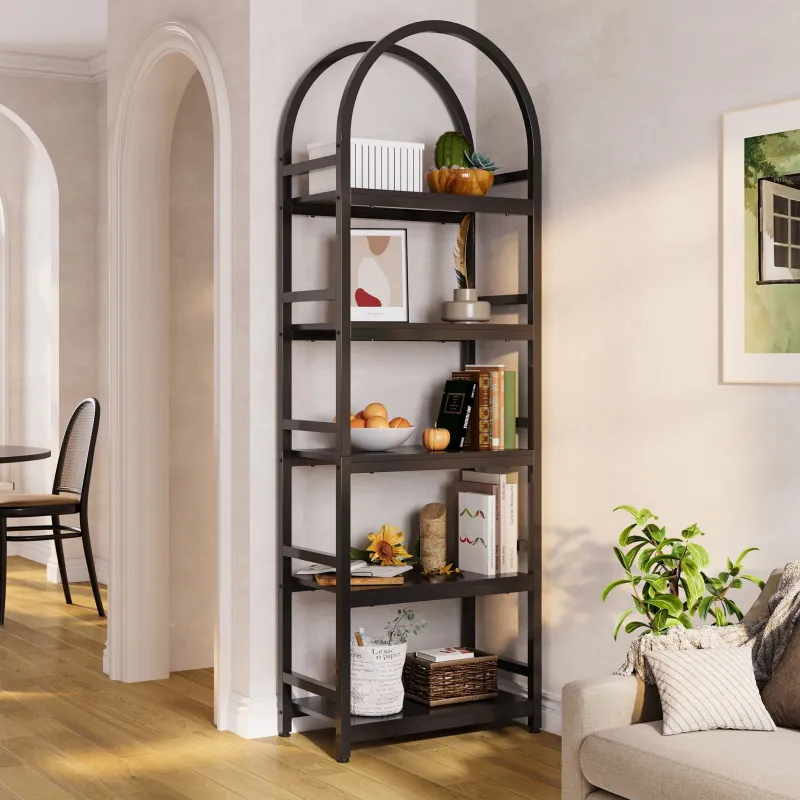 Tribesigns Corner Shelves|Corner Shelves*4 - Tier / 5 - Tier Bookshelf, Arched Bookcase Display Rack with Storage Shelves