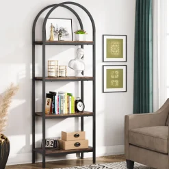 Tribesigns Corner Shelves|Corner Shelves*4 - Tier / 5 - Tier Bookshelf, Arched Bookcase Display Rack with Storage Shelves
