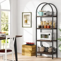 Tribesigns Corner Shelves|Corner Shelves*4 - Tier / 5 - Tier Bookshelf, Arched Bookcase Display Rack with Storage Shelves