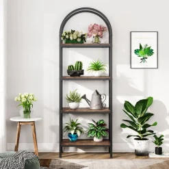 Tribesigns Corner Shelves|Corner Shelves*4 - Tier / 5 - Tier Bookshelf, Arched Bookcase Display Rack with Storage Shelves