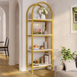 Tribesigns Corner Shelves|Corner Shelves*4 - Tier / 5 - Tier Bookshelf, Arched Bookcase Display Rack with Storage Shelves
