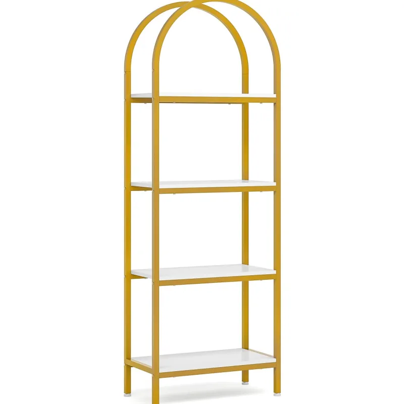 Tribesigns Corner Shelves|Corner Shelves*4 - Tier / 5 - Tier Bookshelf, Arched Bookcase Display Rack with Storage Shelves