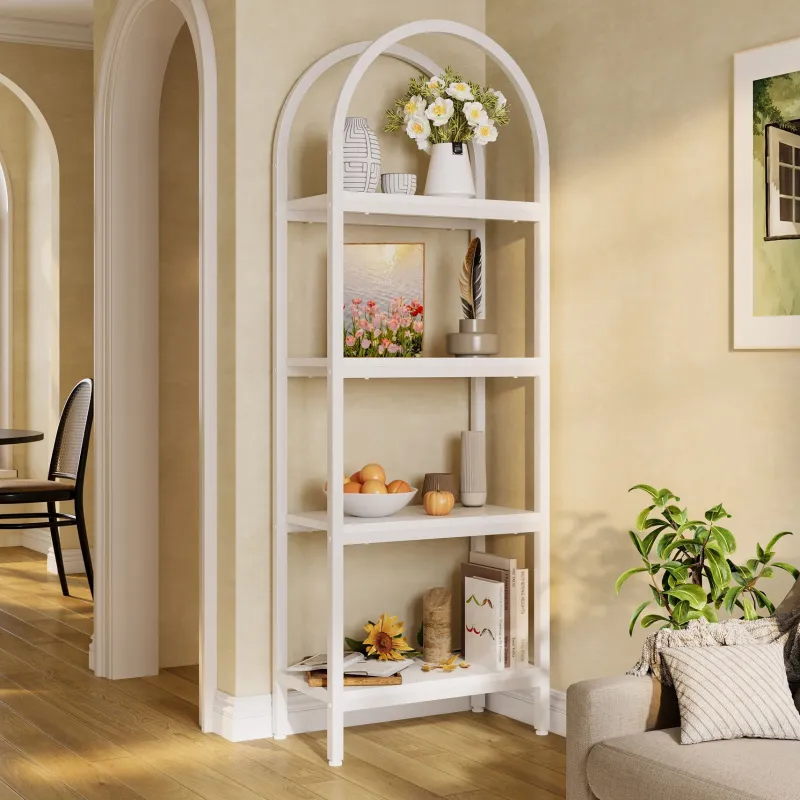 Tribesigns Corner Shelves|Corner Shelves*4 - Tier / 5 - Tier Bookshelf, Arched Bookcase Display Rack with Storage Shelves