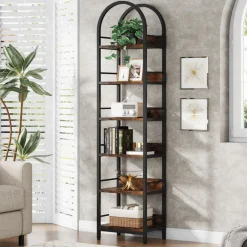 Tribesigns Bookcases & Bookshelves|Bookcases & Bookshelves*6 - Tier Bookshelf, 78.7" Narrow Bookcase Arched Display Shelf