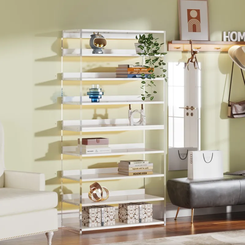Tribesigns Bookcases & Bookshelves|Bookcases & Bookshelves*8 - Tier Bookshelf, Acrylic Bookcase Storage Display Shelf