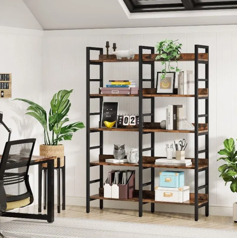 Tribesigns Bookcases & Bookshelves|Bookcases & Bookshelves*5 - Tier Bookshelf, Double Wide Bookcase Storage Shelves Unit