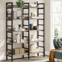 Tribesigns Bookcases & Bookshelves|Bookcases & Bookshelves*5 - Tier Bookshelf, Double Wide Bookcase Storage Shelves Unit