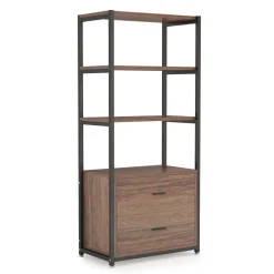 Tribesigns Bookcases & Bookshelves|Bookcases & Bookshelves*4 - Tier Bookshelf Etagere Display Bookcase with 2 Drawers