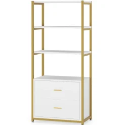Tribesigns Bookcases & Bookshelves|Bookcases & Bookshelves*4 - Tier Bookshelf Etagere Display Bookcase with 2 Drawers