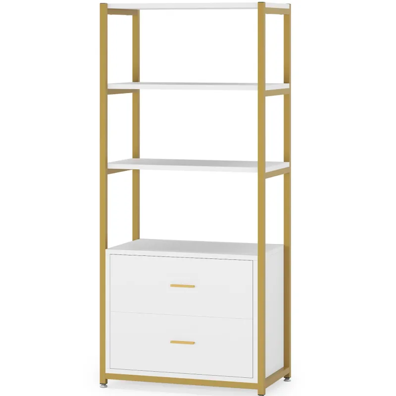 Tribesigns Bookcases & Bookshelves|Bookcases & Bookshelves*4 - Tier Bookshelf Etagere Display Bookcase with 2 Drawers