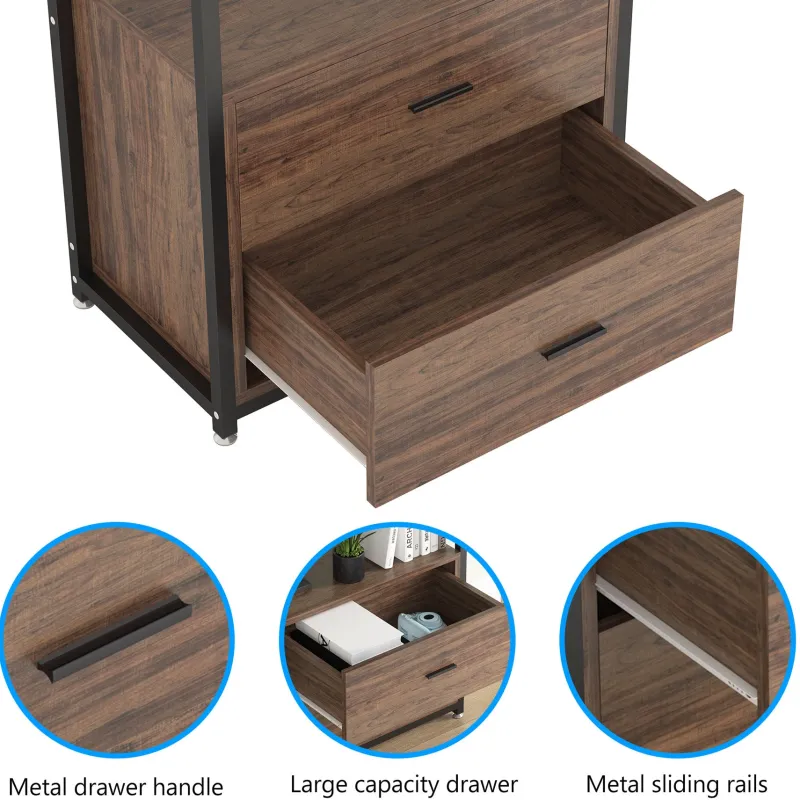 Tribesigns Bookcases & Bookshelves|Bookcases & Bookshelves*4 - Tier Bookshelf Etagere Display Bookcase with 2 Drawers