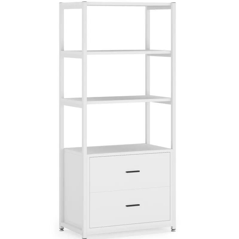 Tribesigns Bookcases & Bookshelves|Bookcases & Bookshelves*4 - Tier Bookshelf Etagere Display Bookcase with 2 Drawers