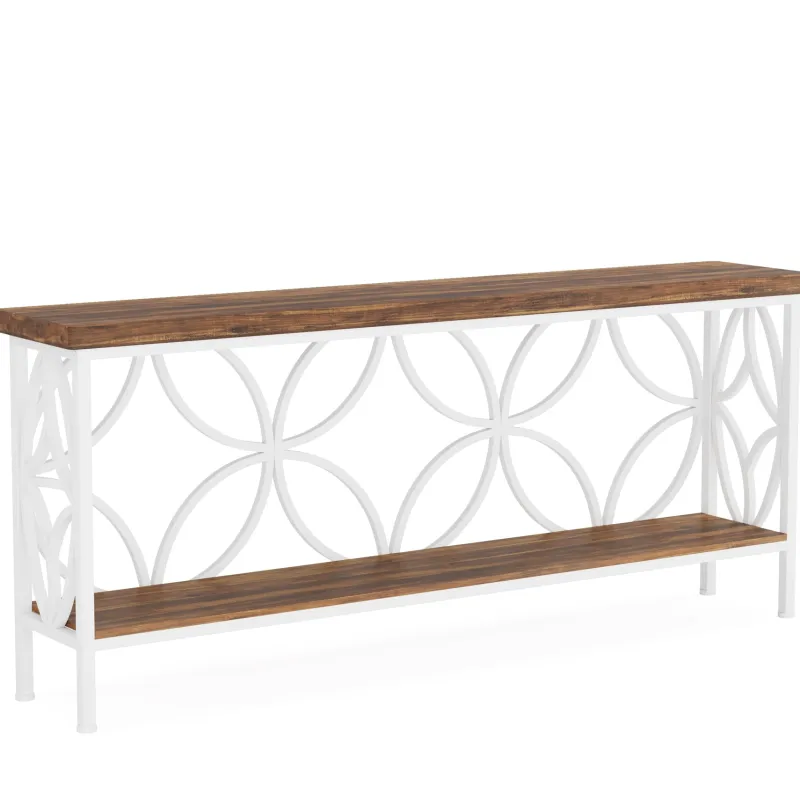 Tribesigns Console Tables|Console Tables*2 - Tier Console Table, 70.9" Industrial Sofa Table Behind Couch