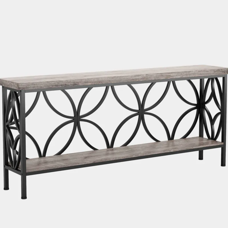 Tribesigns Console Tables|Console Tables*2 - Tier Console Table, 70.9" Industrial Sofa Table Behind Couch