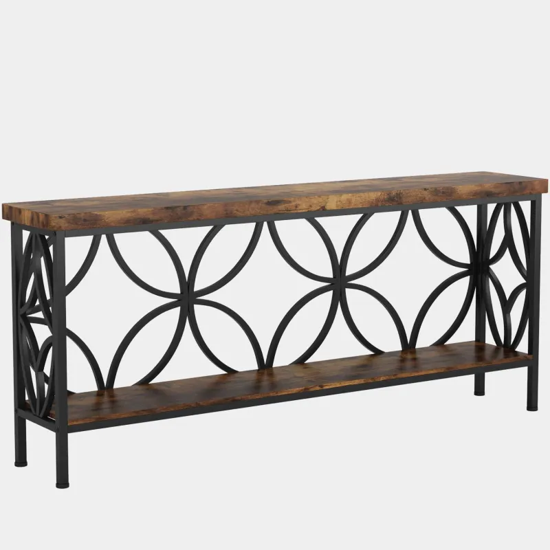 Tribesigns Console Tables|Console Tables*2 - Tier Console Table, 70.9" Industrial Sofa Table Behind Couch