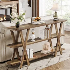 Tribesigns Console Tables|Console Tables*3 - Tier Console Table, Farmhouse Hallway Table with Storage Shelves
