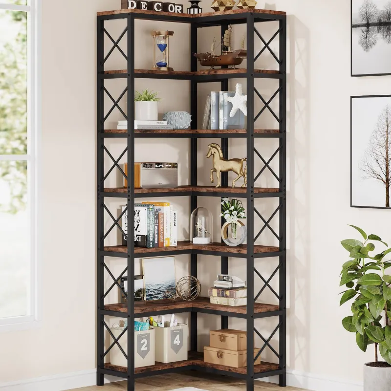 Tribesigns Corner Shelves|Corner Shelves*7 - Tier Corner Bookshelf Corner Bookcase Storage Display Rack
