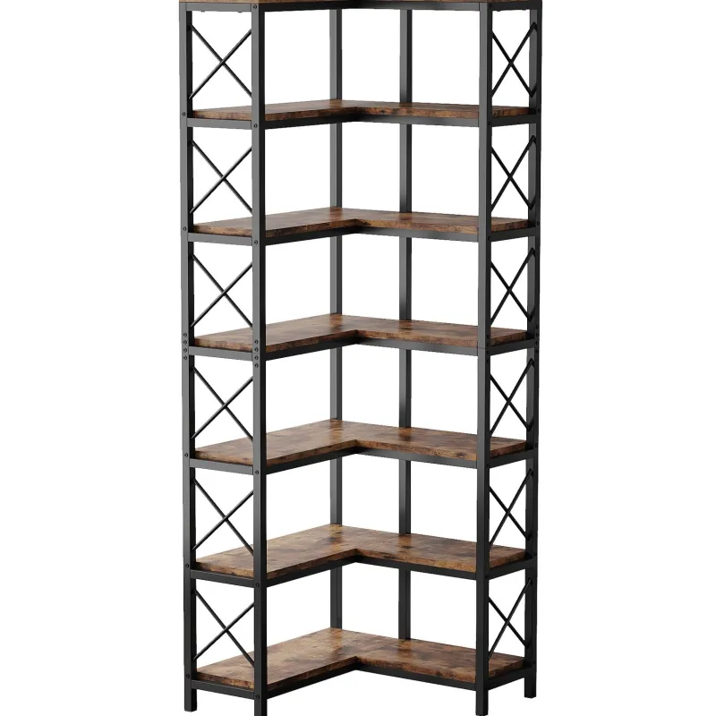 Tribesigns Corner Shelves|Corner Shelves*7 - Tier Corner Bookshelf Corner Bookcase Storage Display Rack