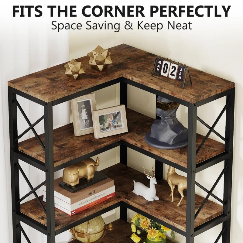 Tribesigns Corner Shelves|Corner Shelves*7 - Tier Corner Bookshelf Corner Bookcase Storage Display Rack