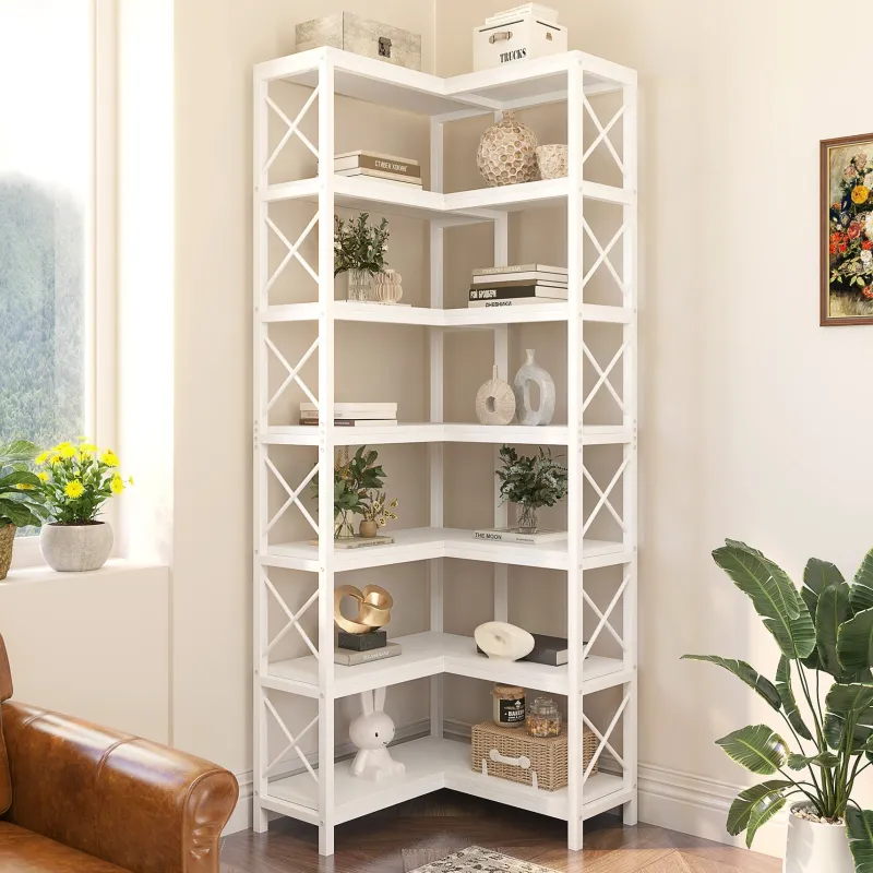 Tribesigns Corner Shelves|Corner Shelves*7 - Tier Corner Bookshelf Corner Bookcase Storage Display Rack
